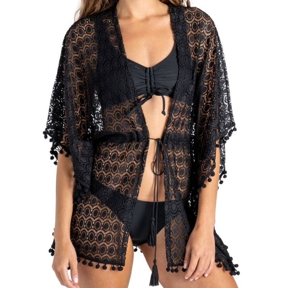 Various Other - Kimono Boho Short Pom pom Tassel Tie-front Black Free Earrings!